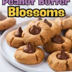 Text overlay reads "Simple 3 Ingredient Peanut Butter Blossoms" from quickpreprecipes.com.