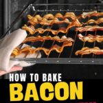 The text reads, "How to Bake Bacon in the Oven!" and "quickpreprecipes.com.