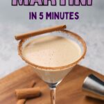 Text reads: "Easy Eggnog Martini in 5 Minutes. QuickPrepRecipes.com.