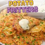 Text reads "15 Minutes Potato Fritters." by Quick Prep Recipes.