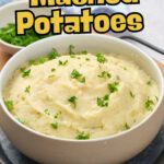 The text above reads, "Perfect Slow Cooker Mashed Potatoes"