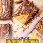 Text reads "5-Ingredient Peanut Butter Brownies" and "quickpreprecipes.com".