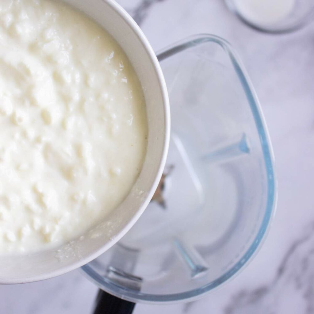 A bowl of curdled milk.