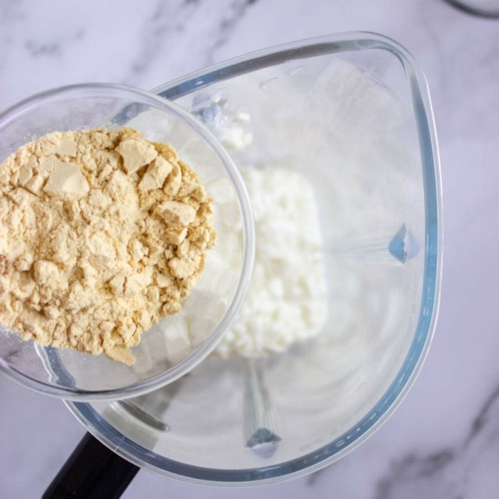 A scoop of protein powder.