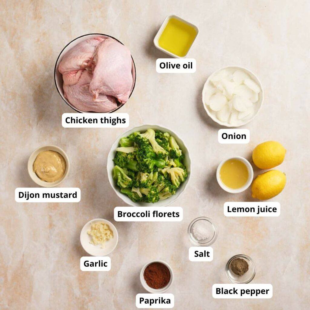 A flat lay of ingredients on a light surface.
