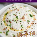 A bowl of creamy whipped feta cheese dip with website quickpreprecipes.com with the text "Ultimate Fall Appetizer".