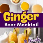 Overhead view of mocktail; text reads "Ginger Beer Mocktail, 10 Minutes To Make!, quickpreprecipes.com".